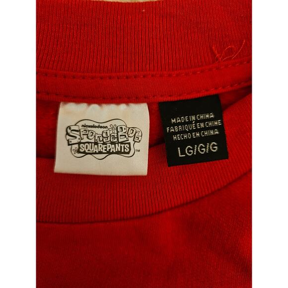 SpongeBob SquarePants Christmas Wrapping Crew Red Sweatshirt Mens Size Large - Picture 6 of 6